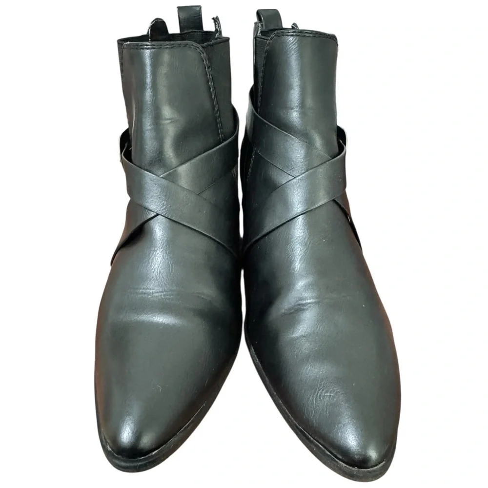 London Rag Womens Harlie Black Western Buckle Pointed Ankle Heeled Boots Boho 8 - Picture 10 of 13